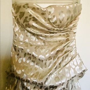 Short strapless cocktail or party dress.